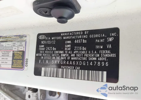 2013 Kia Optima Sx из США, поврежденный, VIN 5XXGR4A6XDG147896